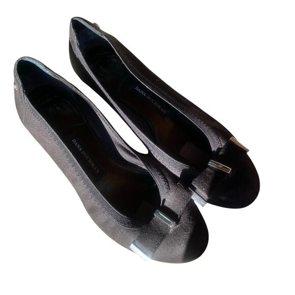 Black Velvety Dress Shoe Kitten Heel Bow on Toe Dana Buchman Women’s Event Work - Picture 1 of 8